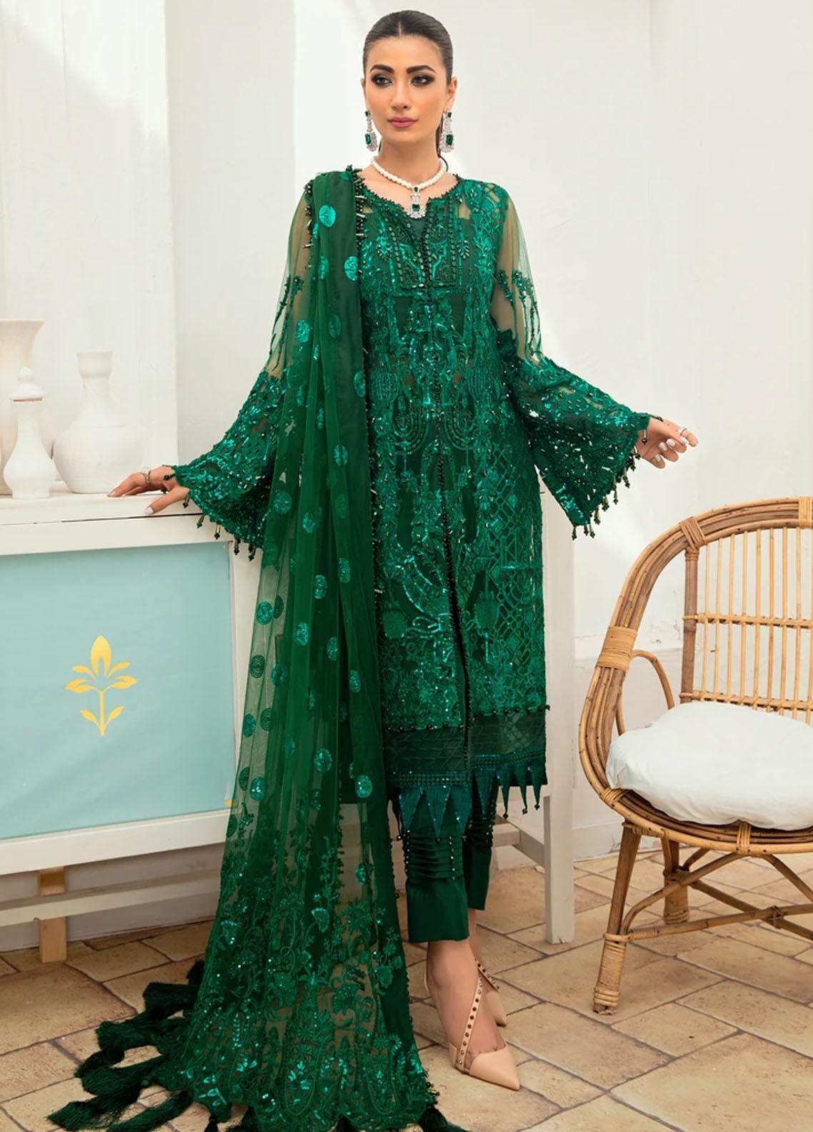 Aaraish by Diara Embroidered Chiffon Stitched 3 Piece Suit - SF-14 Zamurd - DC25AA - Green - Formal Collection main image 0