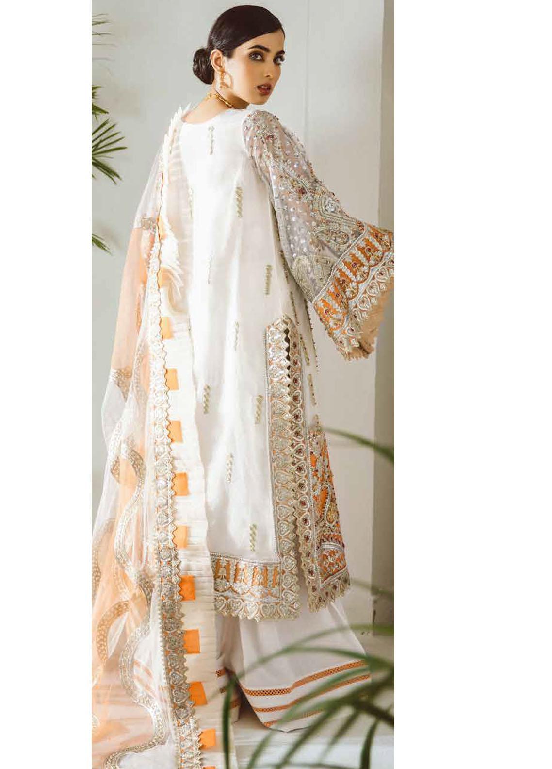 Maryum N Maria Embroidered Net Suit Unstitched 3 Piece MFD0003 FIRE PEARL - Luxury Collection