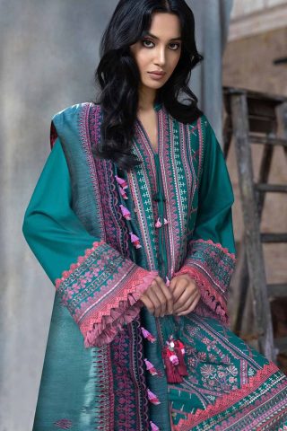 Sobia Nazir Embroidered Cotton Satin Suit Unstitched 3 Piece 03A - Autumn/Winter Collection