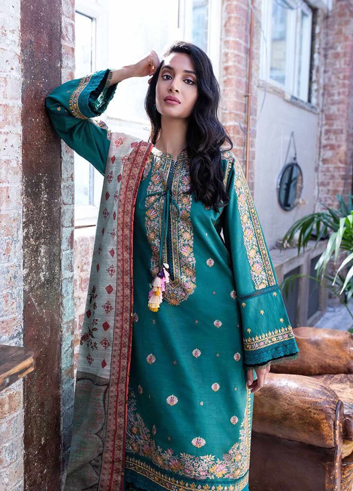Sobia Nazir Embroidered Khaddar Suit Unstitched 3 Piece 04B – Autumn/Winter Collection