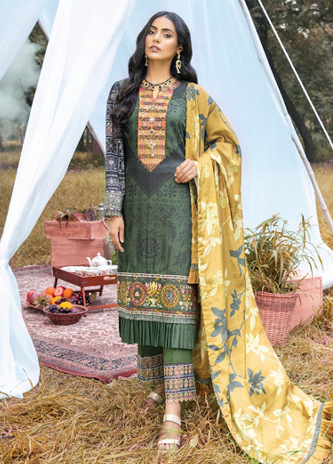 Al Zohaib Embroidered Cottel Linen Suit Unstitched 3 Piece 08 - Winter Collection