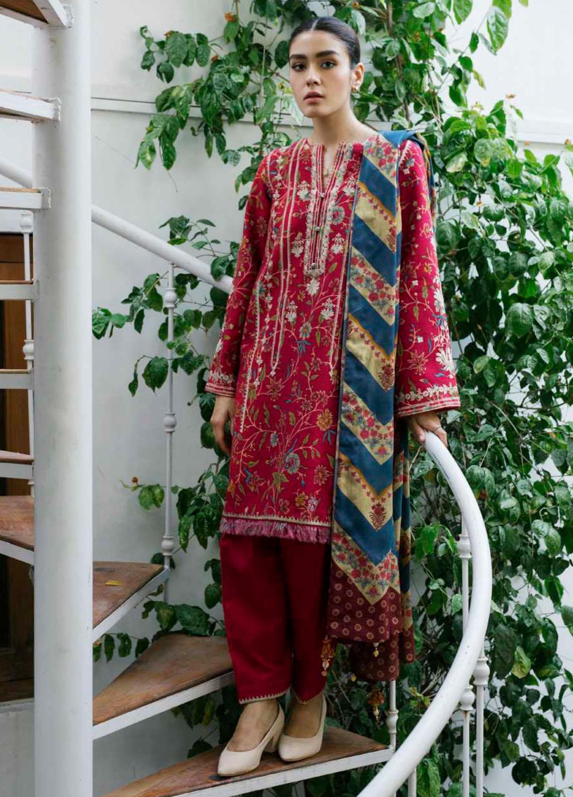 Coco by Zara Shahjahan Embroidered Khaddar Suit Unstitched 3 Piece 01 A - Winter Collection