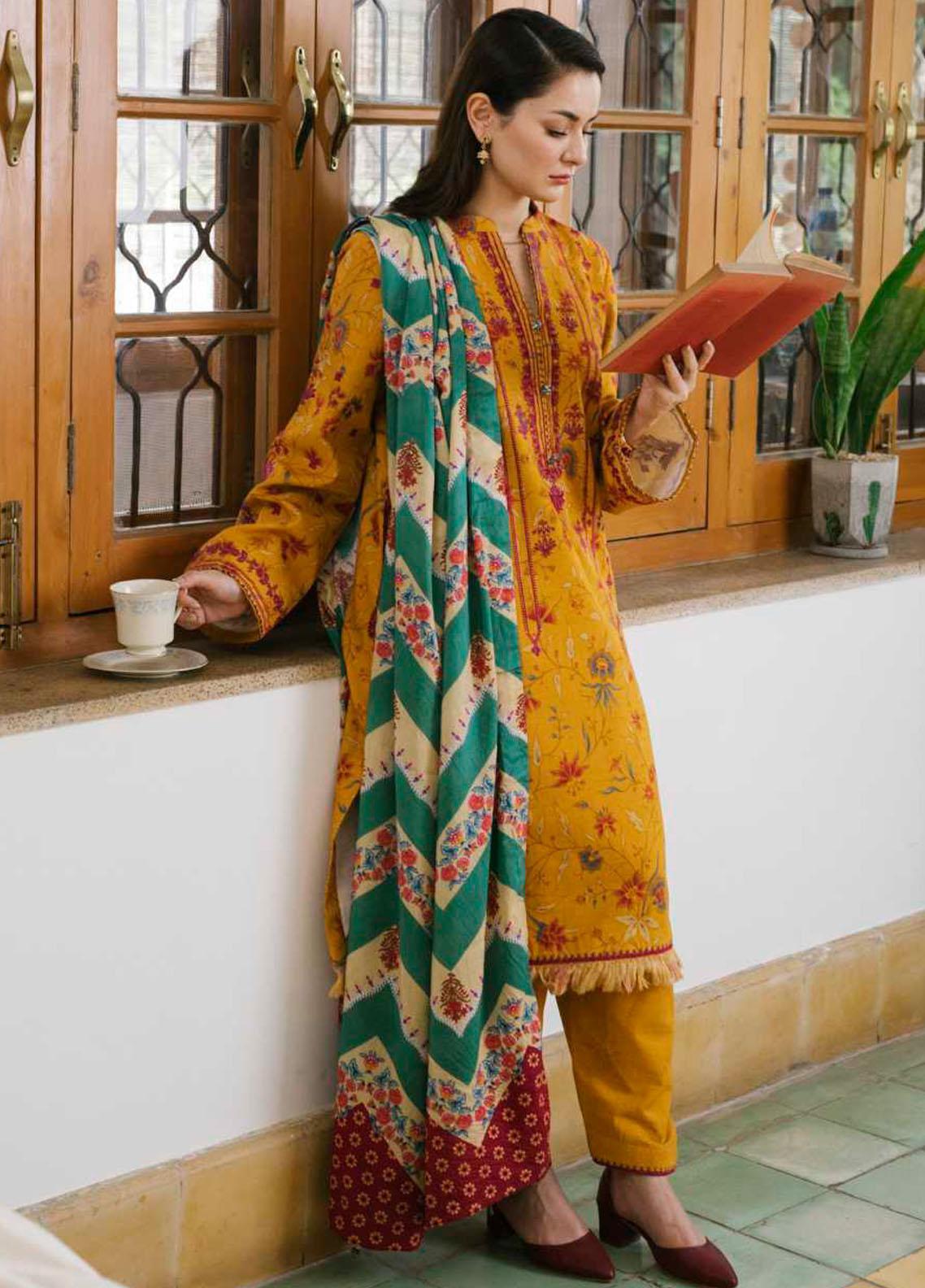 Coco by Zara Shahjahan Embroidered Khaddar Suit Unstitched 3 Piece 01 B - Winter Collection
