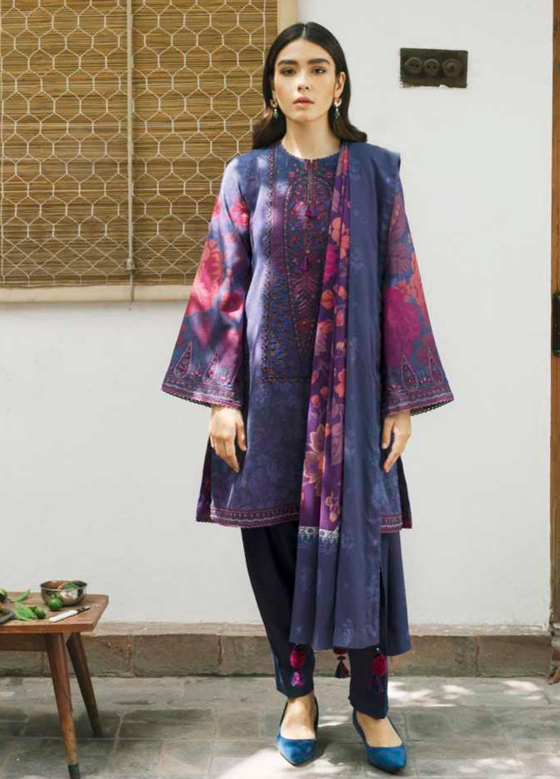 Coco by Zara Shahjahan Embroidered Linen Suit Unstitched 3 Piece 04 A - Winter Collection