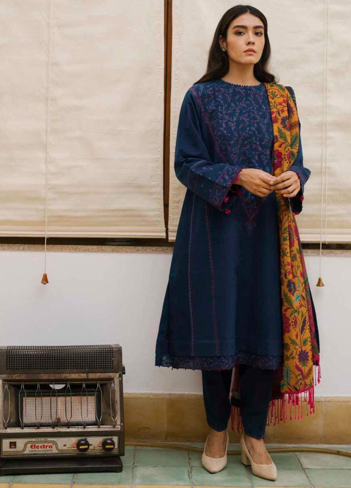 Coco by Zara Shahjahan Embroidered Khaddar Suit Unstitched 3 Piece 08 B - Winter Collection