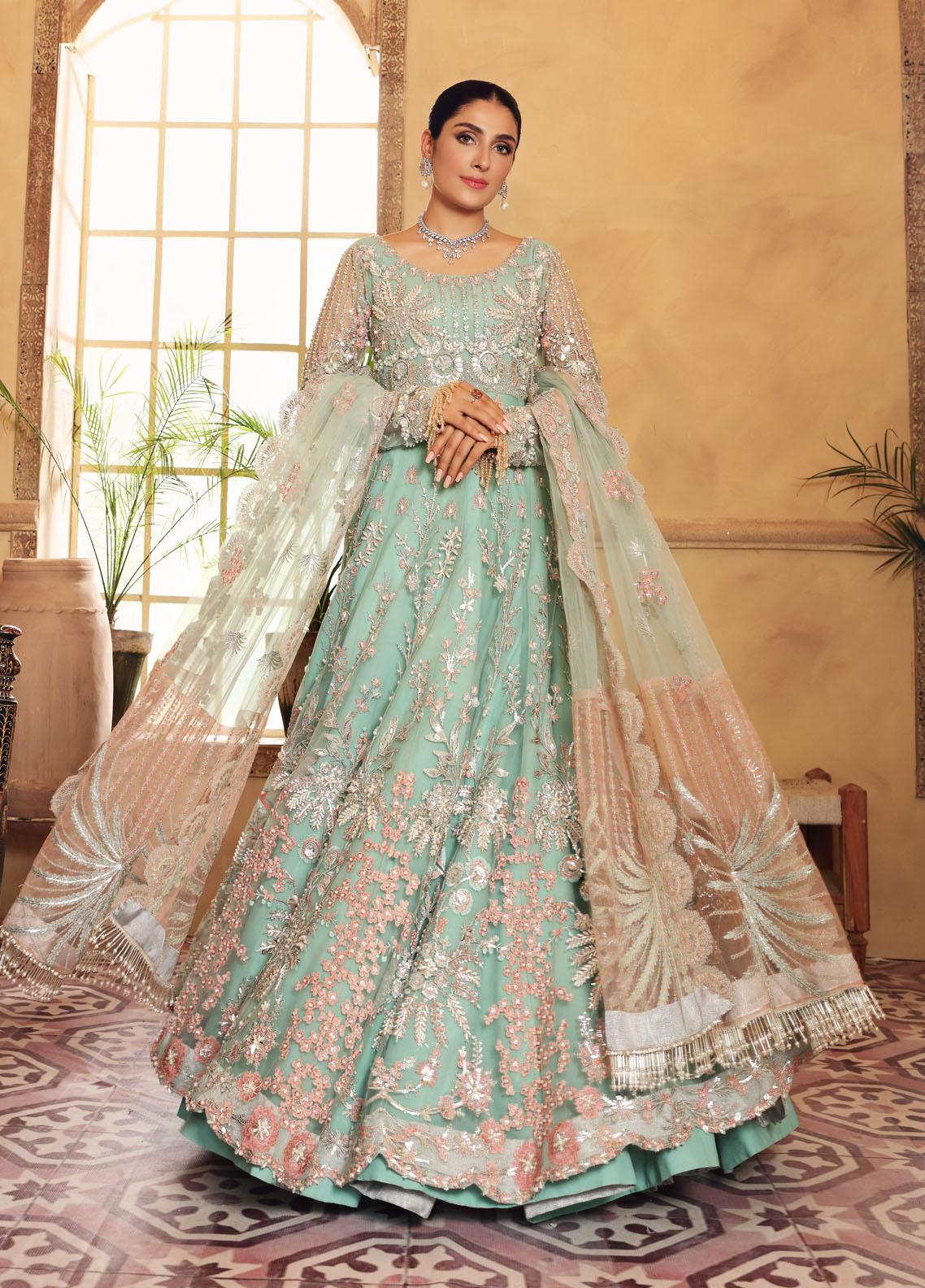 Elaf Embroidered Net Suit Unstitched 3 Piece Aquamarina 03 - Luxury Bridal Collection