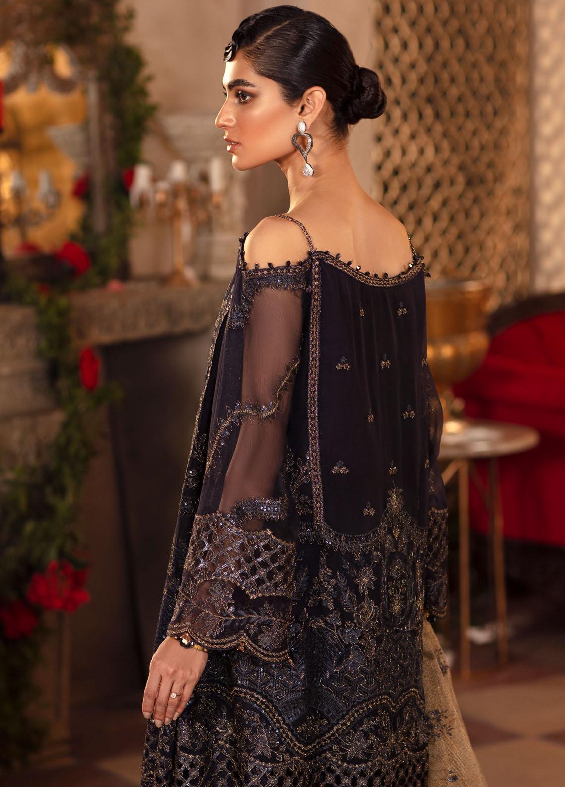 Iznik Embroidered Chiffon Suit Unstitched 3 Piece BLUE BLOOD 05 - Luxury Collection