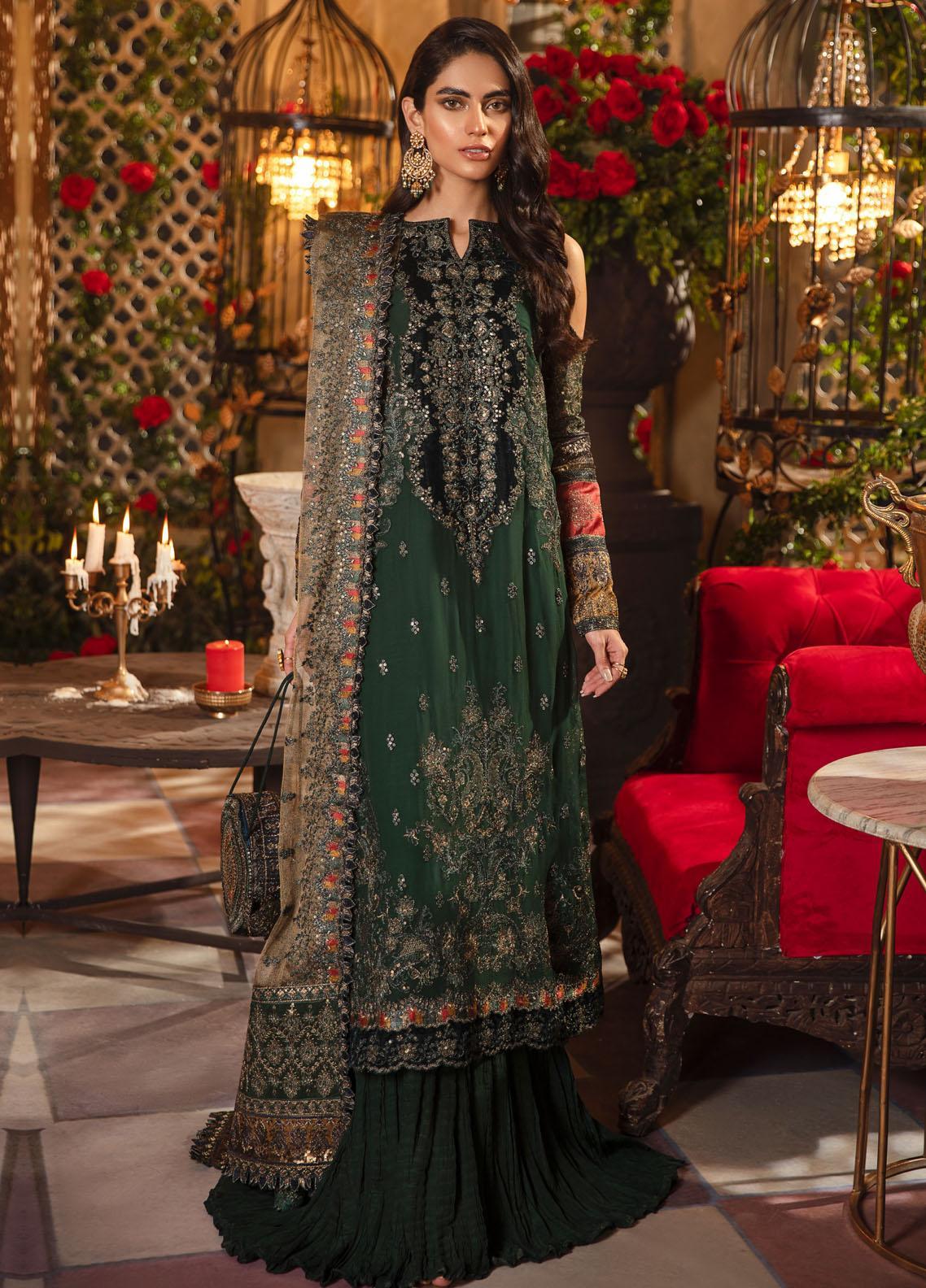 Iznik Embroidered Chiffon Suit Unstitched 3 Piece SERENITY 08 - Luxury Collection