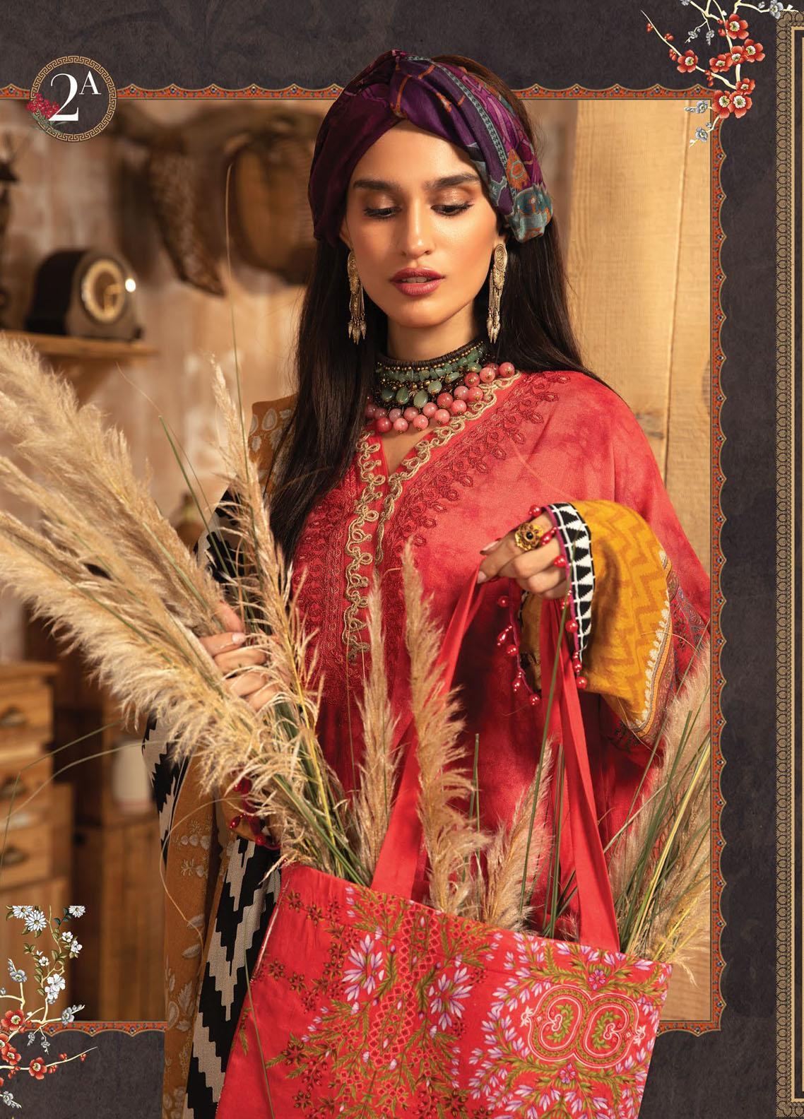 Maria B Mprints Embroidered Dobby Linen Suit Unstitched 3 Piece 02A – Winter Collection