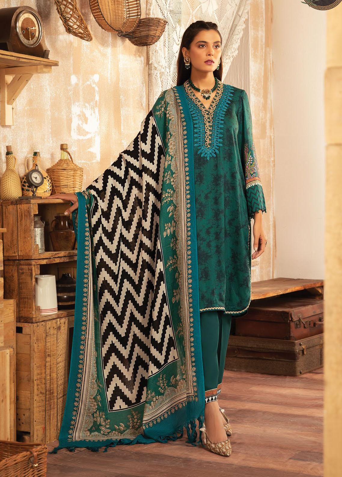 Maria B Mprints Embroidered Dobby Linen Suit Unstitched 3 Piece 02B - Winter Collection