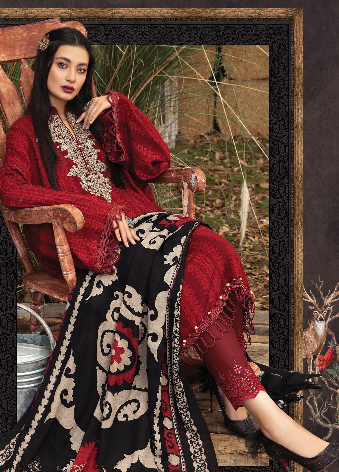 Maria B Embroidered Linen Suits Unstitched 3 Piece MB22LN D3 - Winter Collection