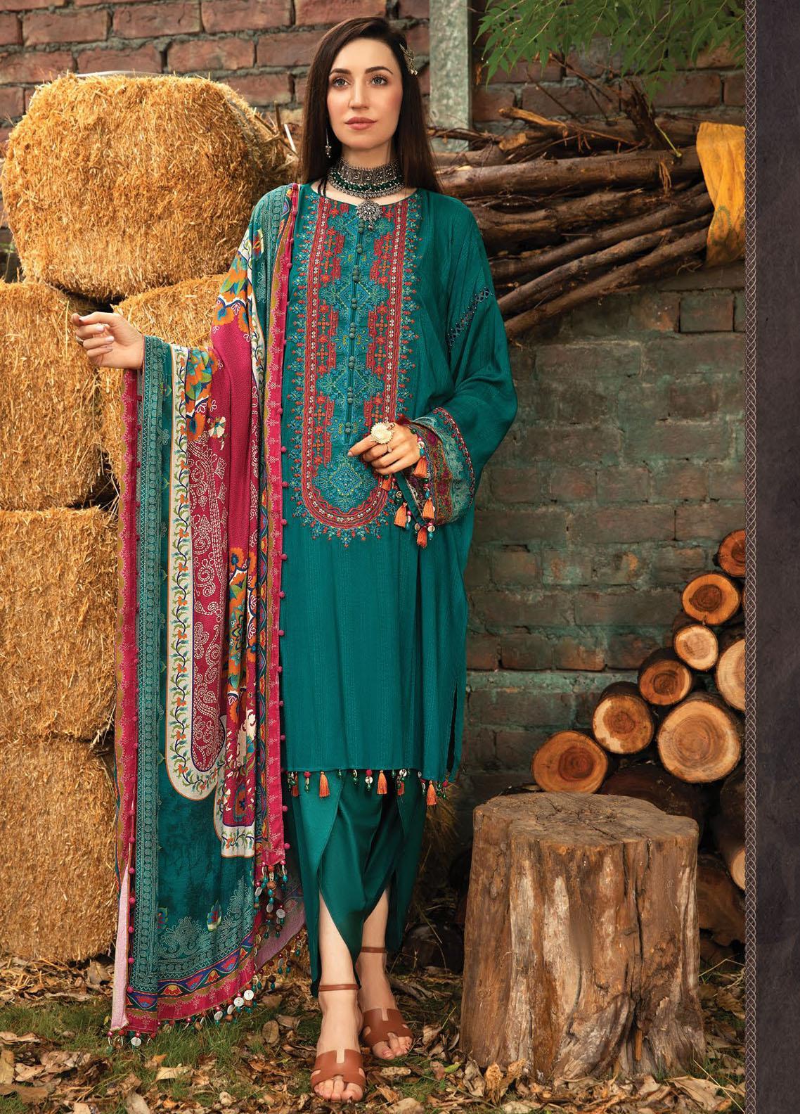 Maria B Mprints Embroidered Dobby Linen Suit Unstitched 3 Piece 07A - Winter Collection