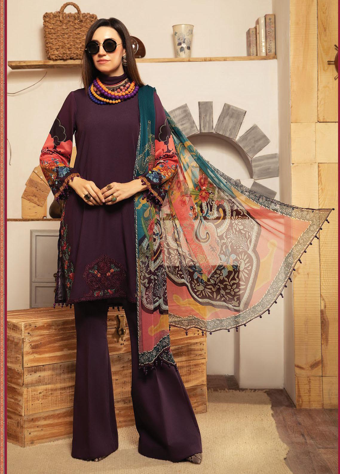 Maria B Mprints Embroidered Dobby Linen Suit Unstitched 3 Piece 13B – Winter Collection