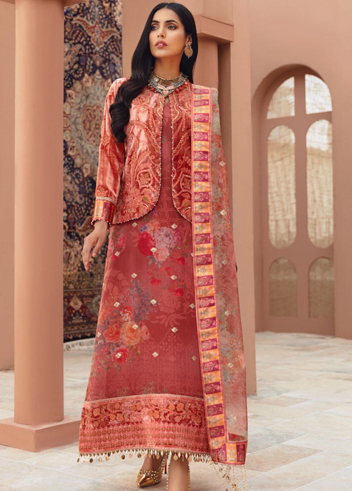 Noor by Saadia Asad Embroidered Velvet Suit Unstitched 3 Piece 04 - Winter Collection