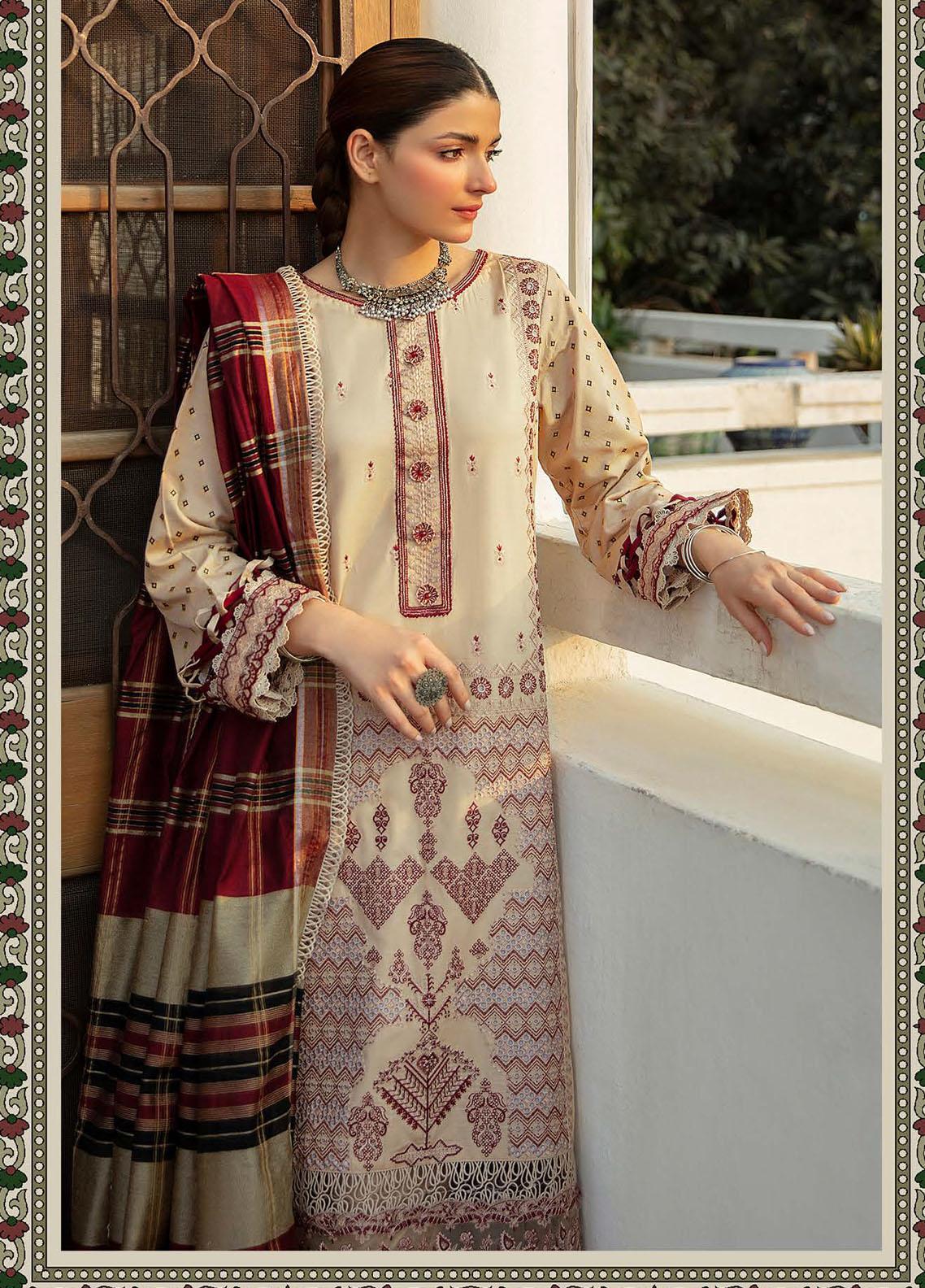 Qalamkar Embroidered Schiffli Suit Unstitched 3 Piece 06 - Winter Collection
