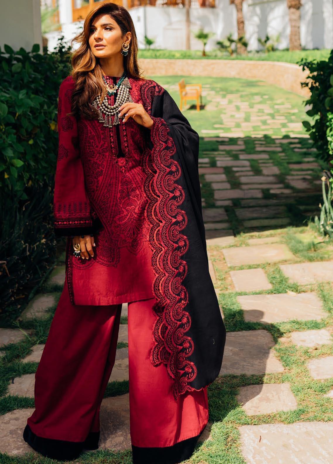 Saira Rizwan Unstitched Khaddar Embroidered Suits 3 Piece SR25UW D-01 Mahtaab - Winter Collection