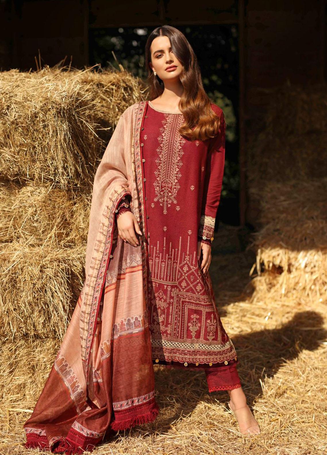 Sobia Nazir Embroidered Silk Karandi Suit Unstitched 3 Piece 02A - Winter Collection