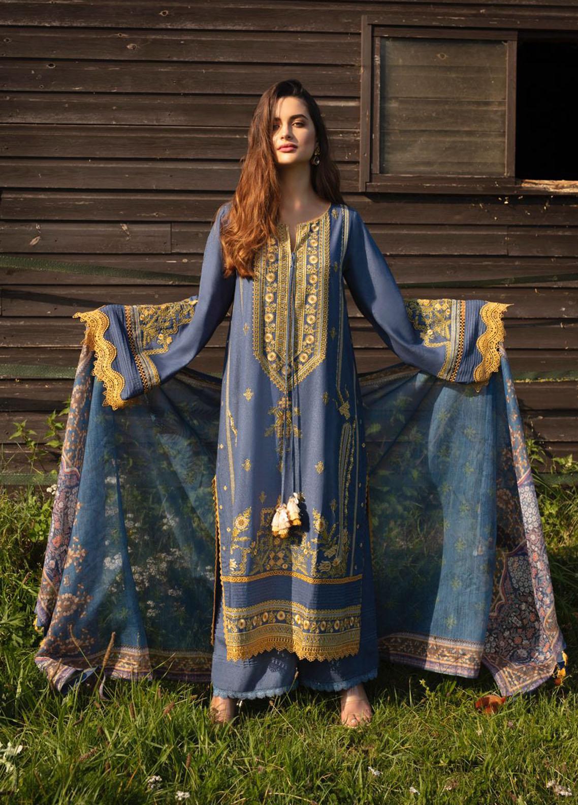 Sobia Nazir Embroidered Silk Karandi Suit Unstitched 3 Piece 03B - Winter Collection