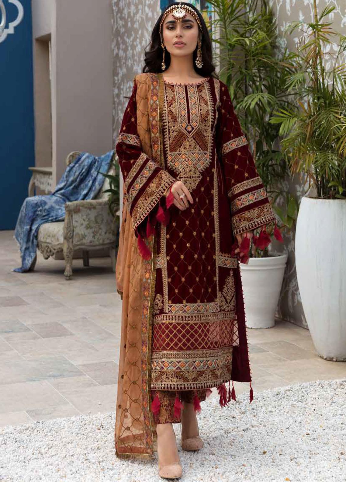 Emaan Adeel Embroidered Velvet Suit Unstitched 3 Piece EAMV21 MK-01 - Winter Collection