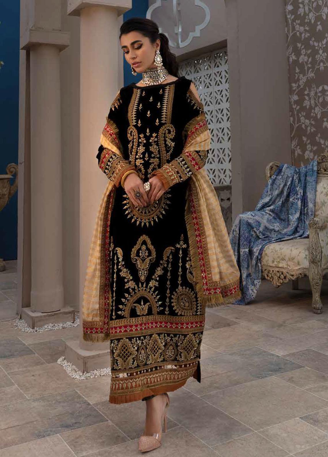 Emaan Adeel Embroidered Velvet Suit Unstitched 3 Piece EAMV21 MK-03 - Winter Collection