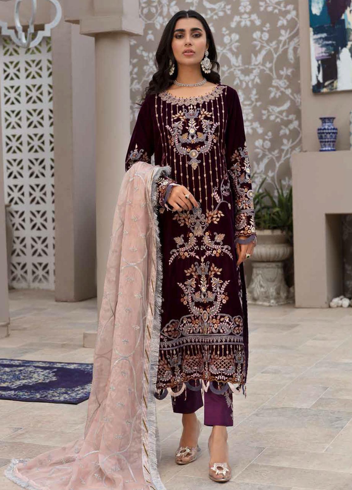 Emaan Adeel Embroidered Velvet Suit Unstitched 3 Piece EAMV21 MK-05 - Winter Collection