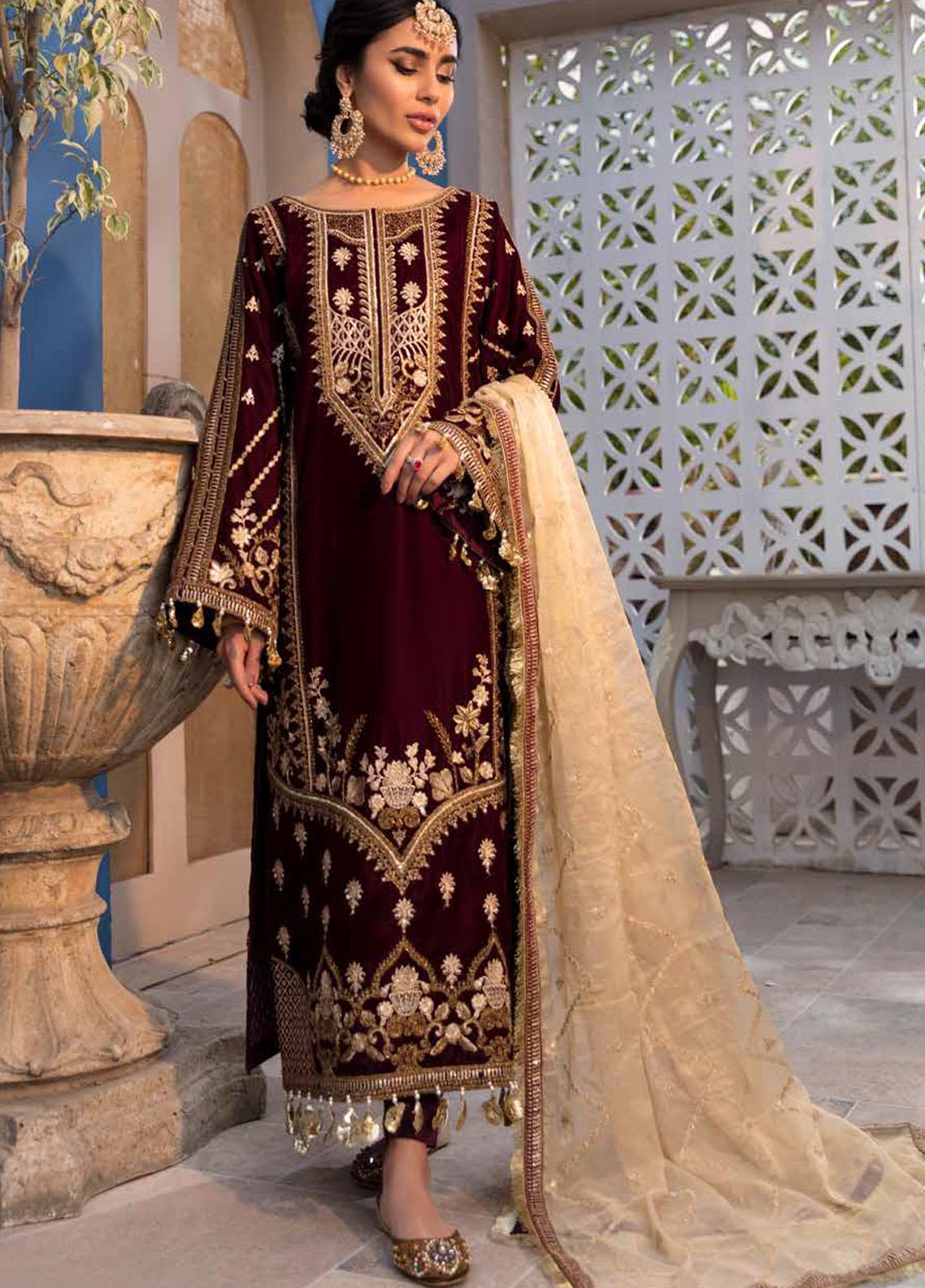 Emaan Adeel Embroidered Velvet Suit Unstitched 3 Piece EAMV21 MK-07 - Winter Collection