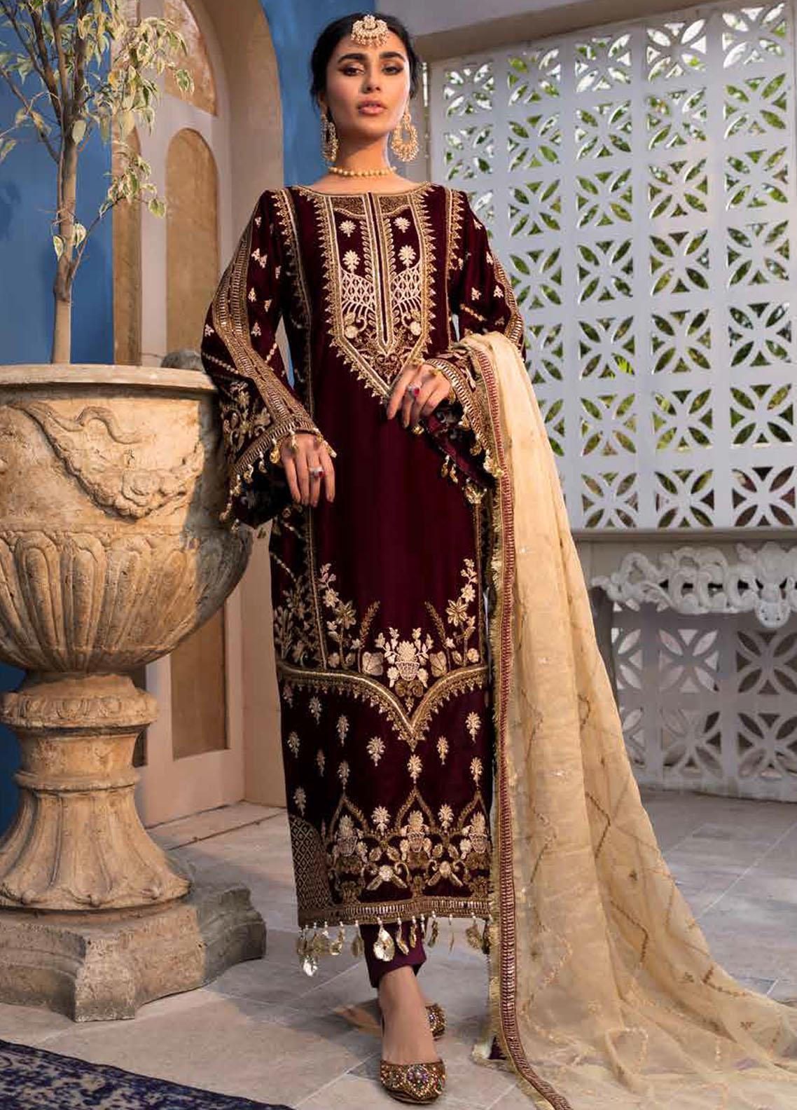 Emaan Adeel Embroidered Velvet Suit Unstitched 3 Piece EAMV21 MK-07 - Winter Collection
