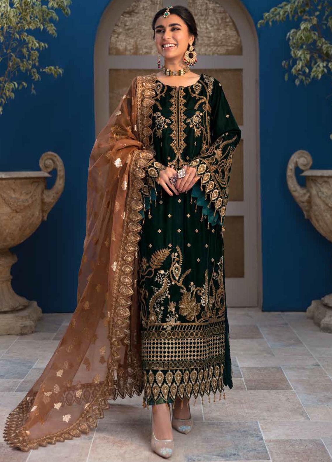 Emaan Adeel Embroidered Velvet Suit Unstitched 3 Piece EAMV21 MK-08 - Winter Collection