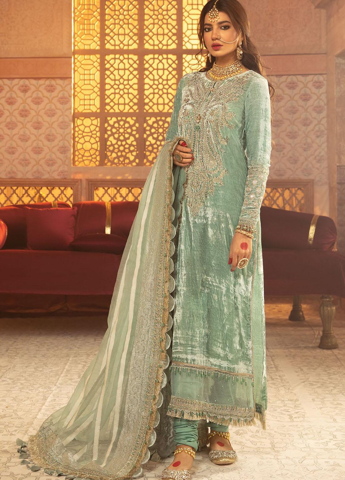 Maria B Embroidered Velvet Suit Unstitched 3 Piece MBVC21 D2 - Winter Collection
