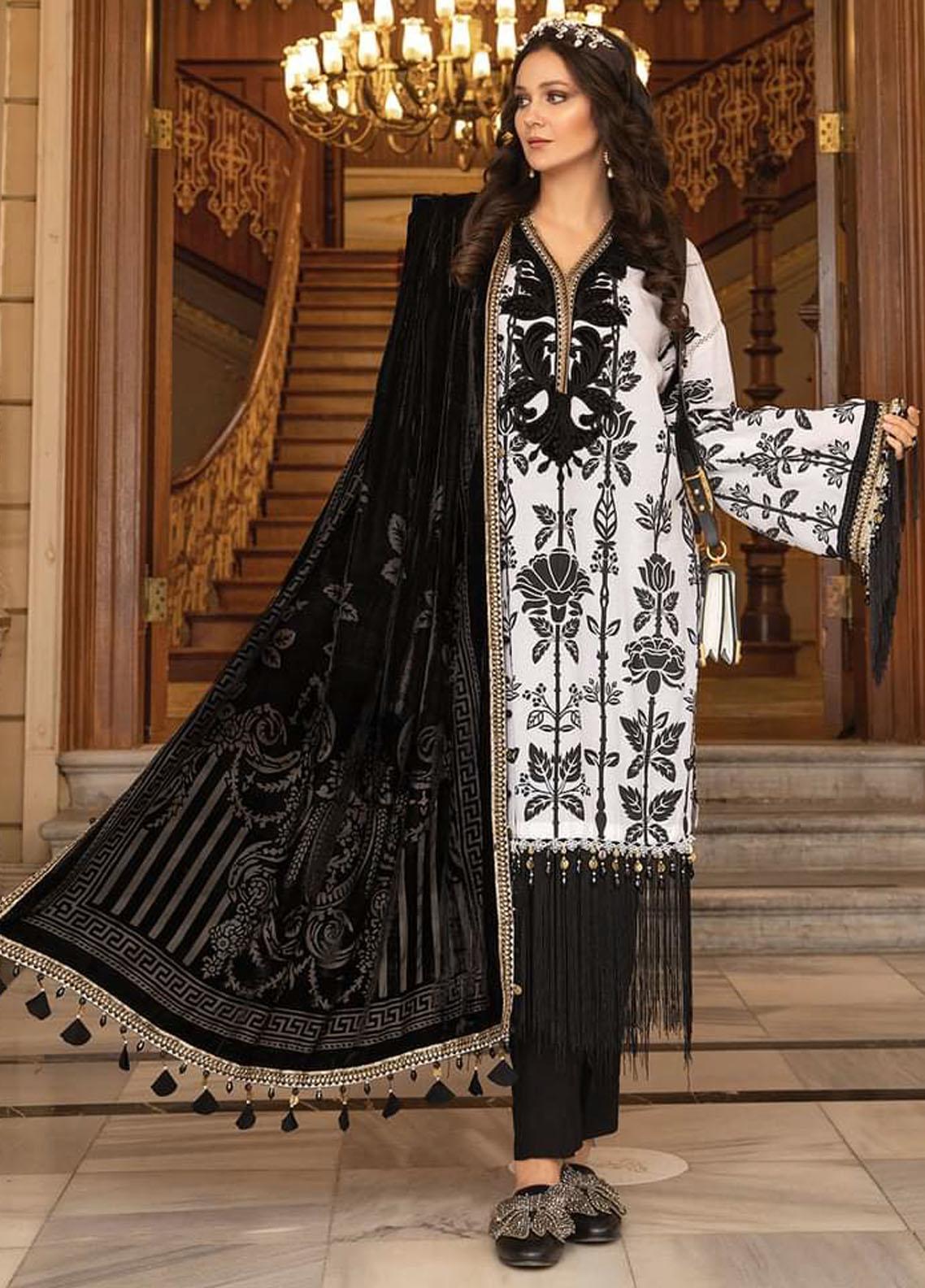 Maria B Embroidered Linen Suit Unstitched 3 Piece DL-902 - Winter Collection