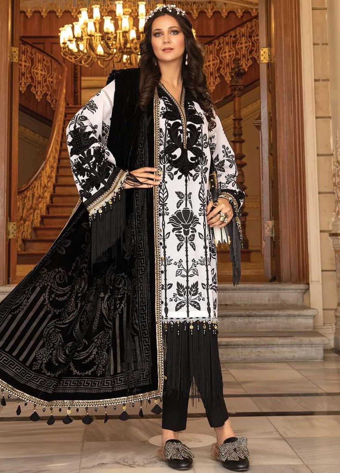 Maria B Embroidered Linen Suit Unstitched 3 Piece DL-902 - Winter Collection