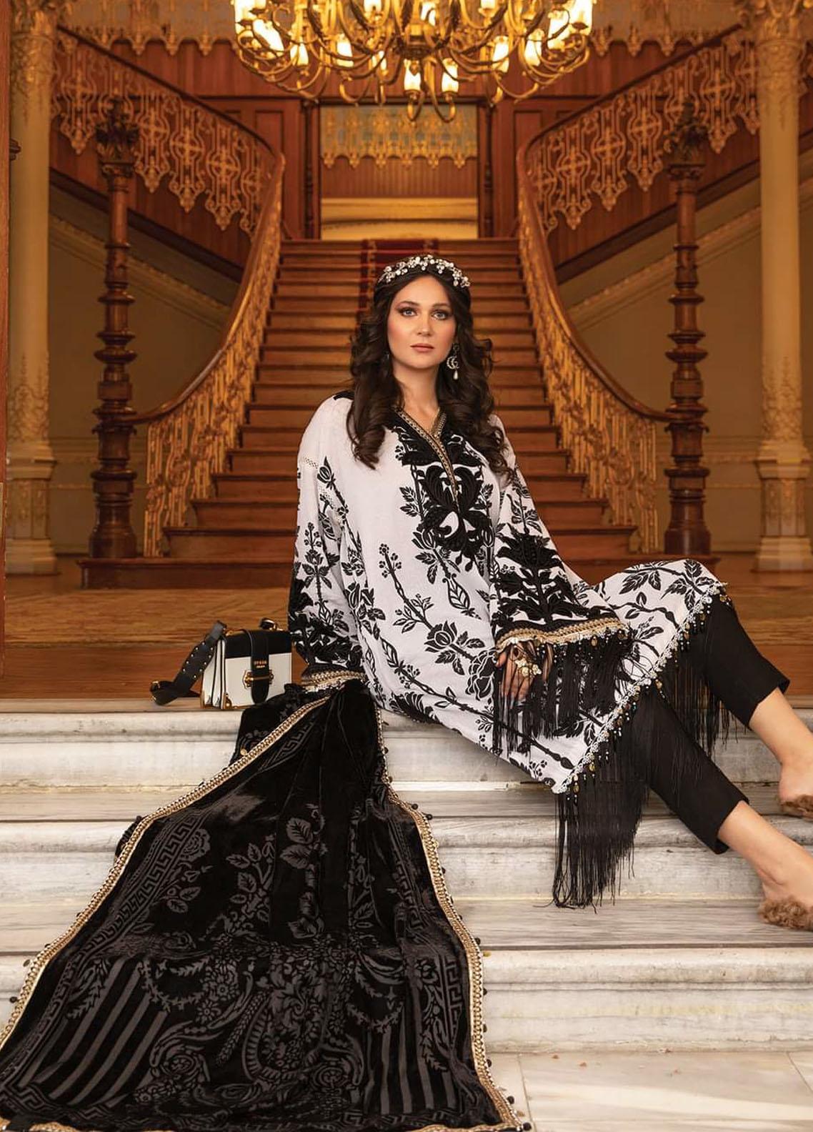 Maria B Embroidered Linen Suit Unstitched 3 Piece DL-902 - Winter Collection