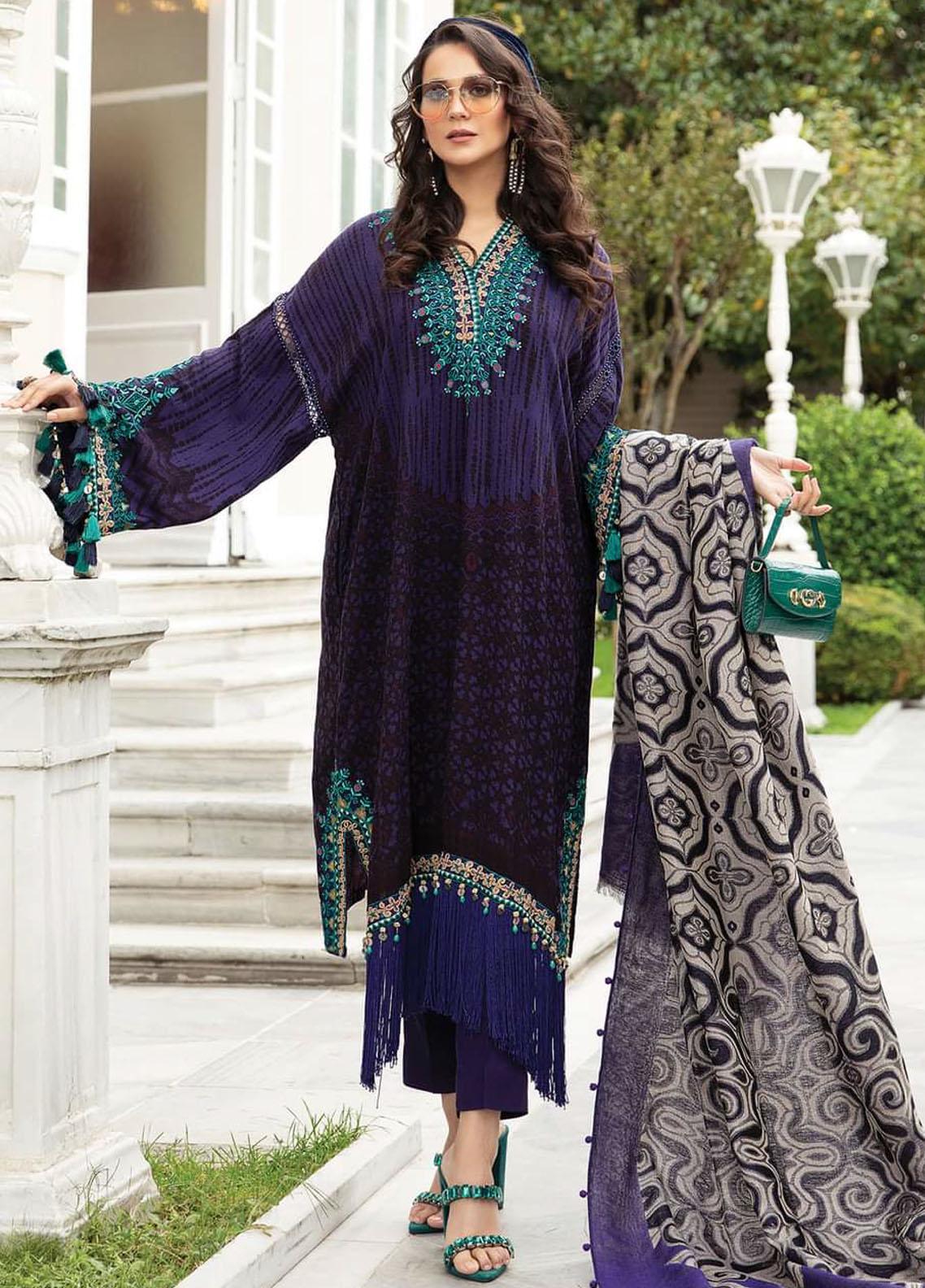 Maria B Embroidered Linen Suit Unstitched 3 Piece DL-905 - Winter Collection