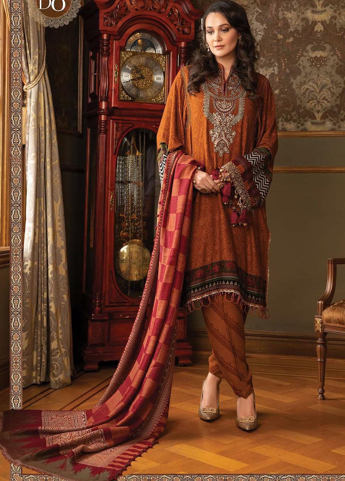 Maria B Embroidered Cottel Linen Suit Unstitched 3 Piece DL-908 - Winter Collection