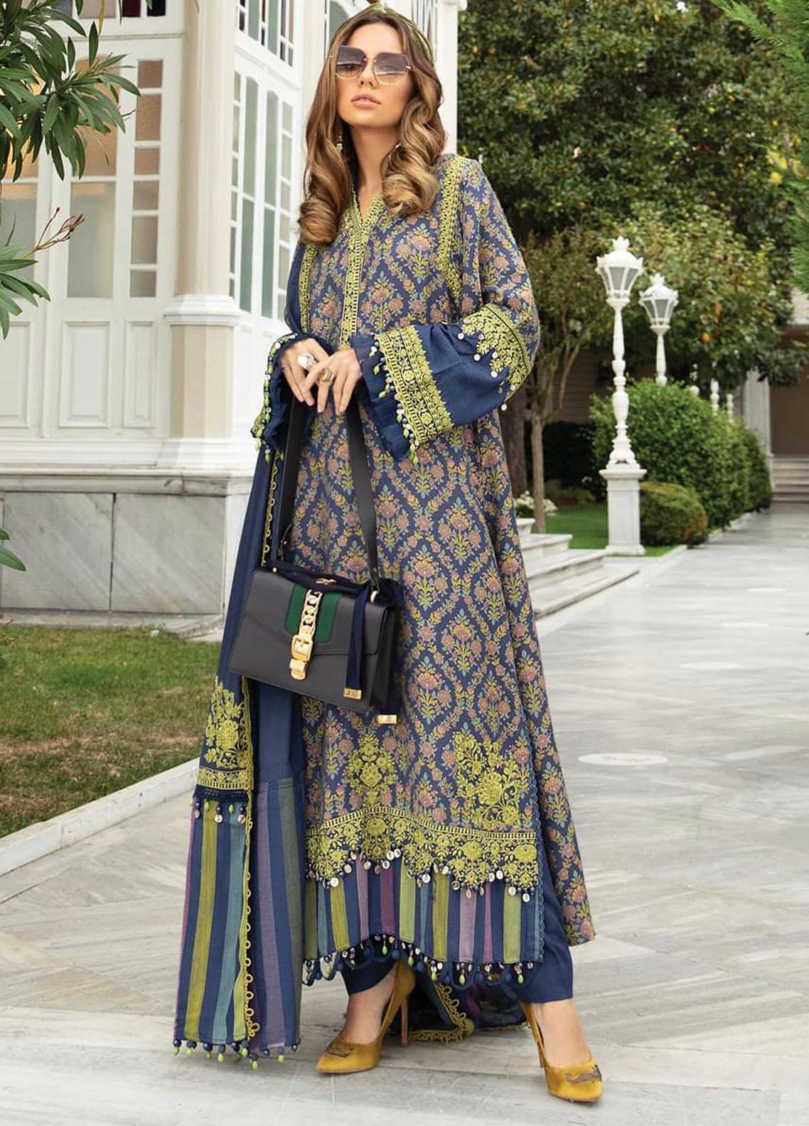Maria B Embroidered Linen Suit Unstitched 3 Piece DL-910 - Winter Collection