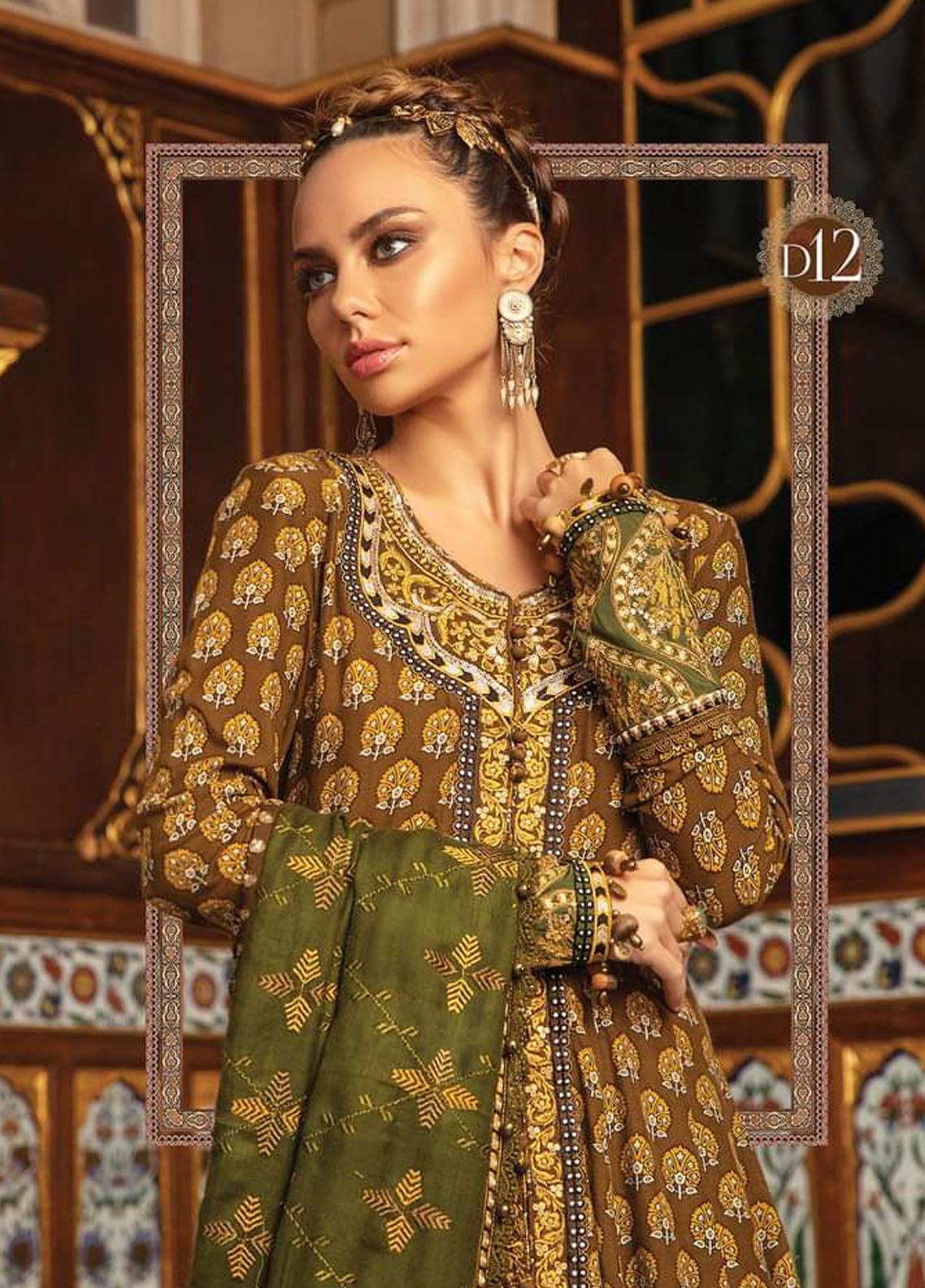 Maria B Embroidered Linen Suit Unstitched 3 Piece DL-912 - Winter Collection