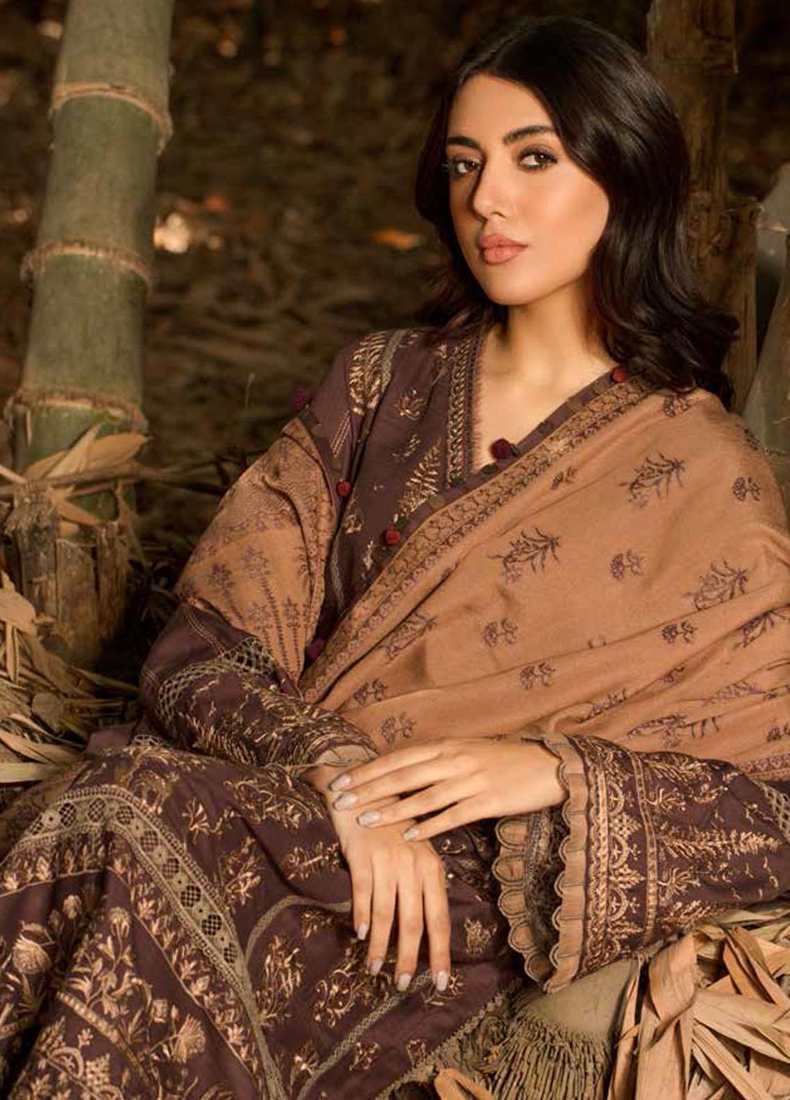 Sobia Nazir Embroidered Cotton Suit Unstitched 3 Piece SNWS 03A - Winter Collection