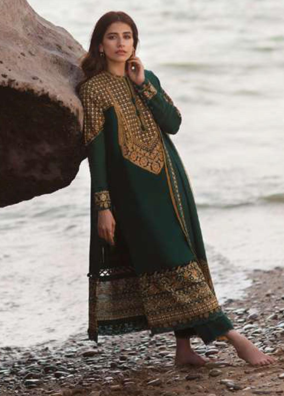 Sahel By Zaha Embroidered Khaddar Suit Unstitched 3 Piece ZH-05 - Winter Collection