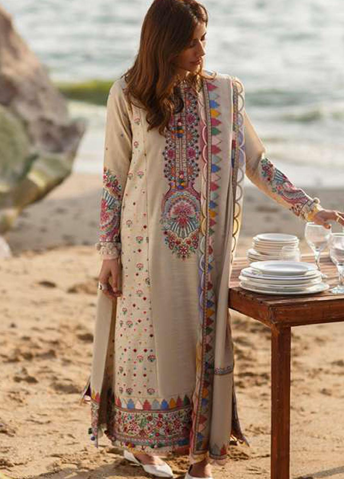 Sahel By Zaha Embroidered Khaddar Suit Unstitched 3 Piece ZH-07 - Winter Collection