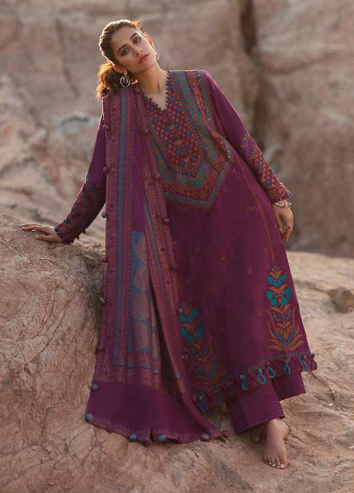 Sahel By Zaha Embroidered Jacquard Suit Unstitched 3 Piece ZH-08 - Winter Collection