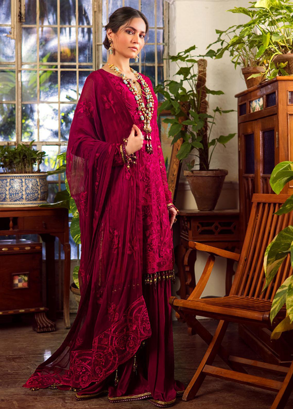 Al Zohaib Embroidered Chiffon Suit Unstitched 3 Piece 01 Fiana - Wedding Formals