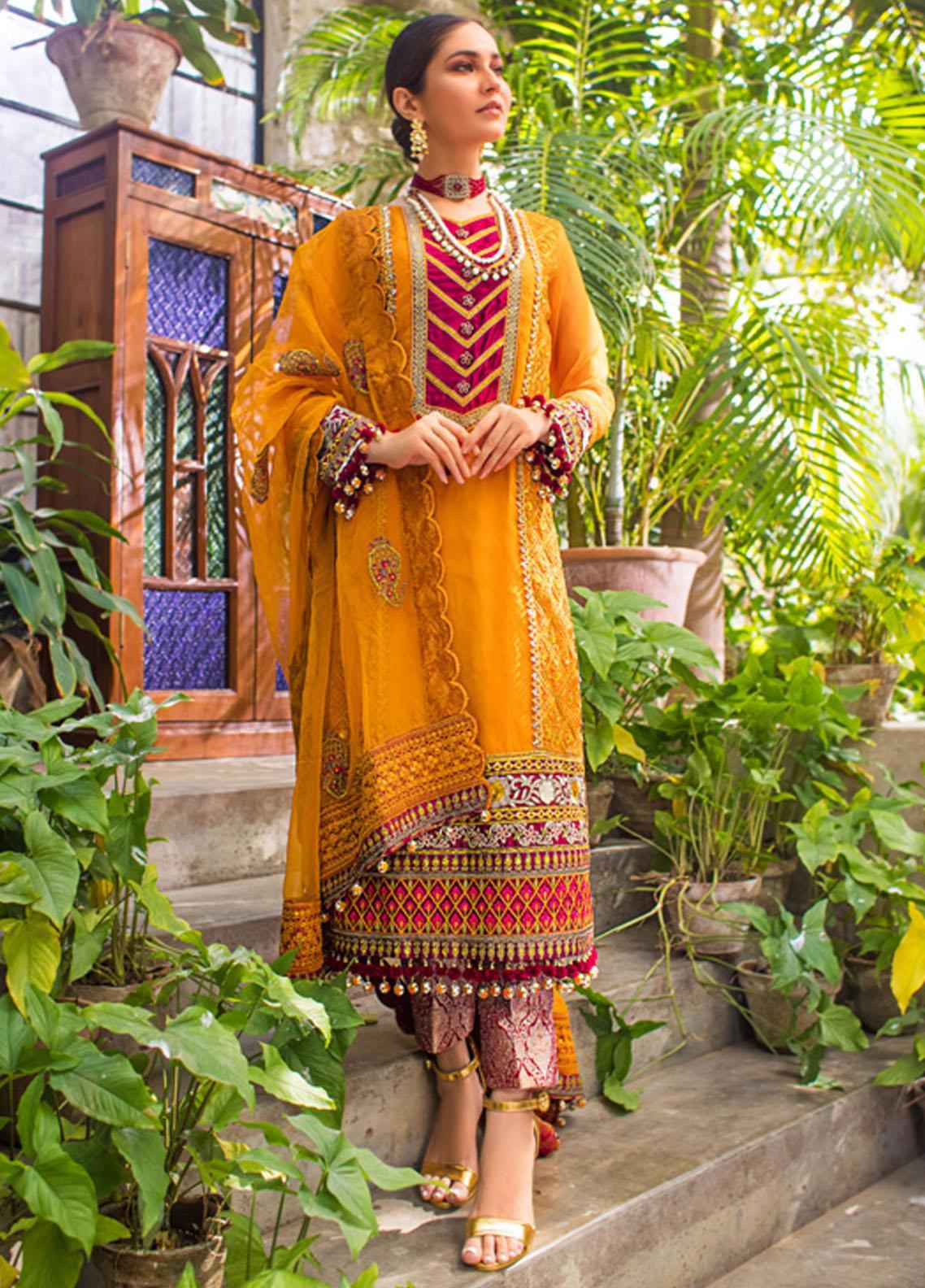 Al Zohaib Embroidered Organza Suit Unstitched 3 Piece 02 Daisy - Wedding Formals