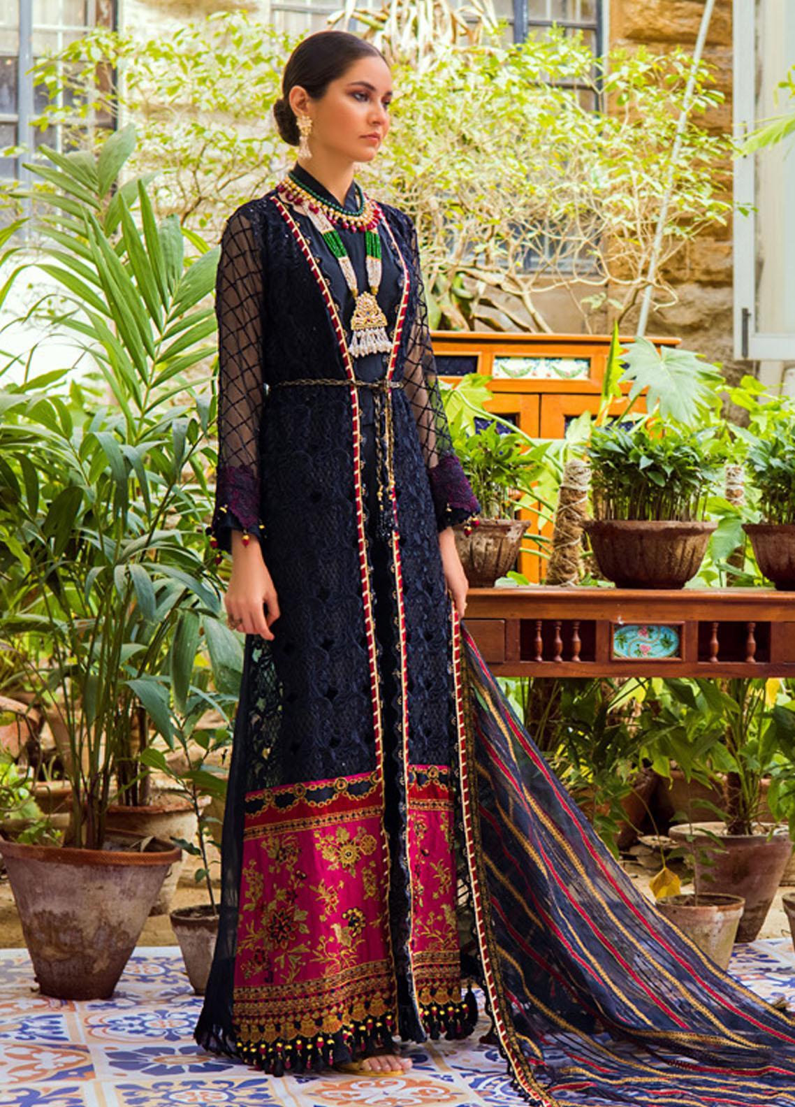 Al Zohaib Embroidered Organza Suit Unstitched 3 Piece 06 Ebony – Wedding Formals