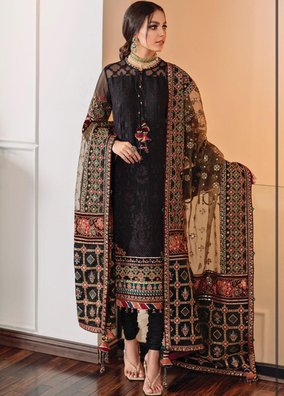 Baroque Chantelle Embroidered Chiffon Suit Unstitched 3 Piece 04 - Luxury Collection