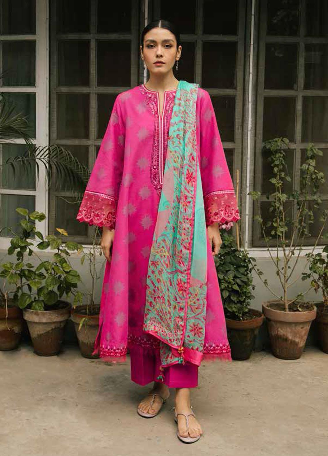 Coco By Zara Shahjahan Embroidered Lawn Suit Unstitched 3 Piece 5A CZSL22 - Summer Collection