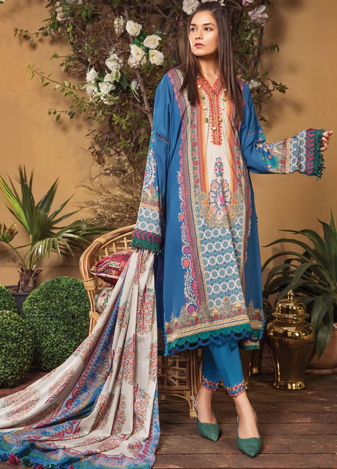 Secret Garden By Maria B Printed Lawn Suit Unstitched 3 Piece 02 B MBPL22 - Summer Collection