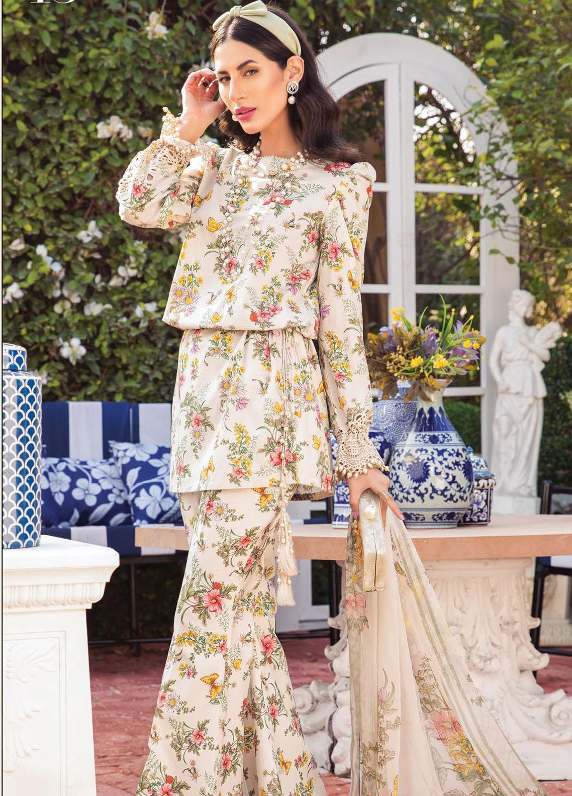 Secret Garden By Maria B Printed Lawn Suit Unstitched 3 Piece 13 A MBPL22 - Summer Collection
