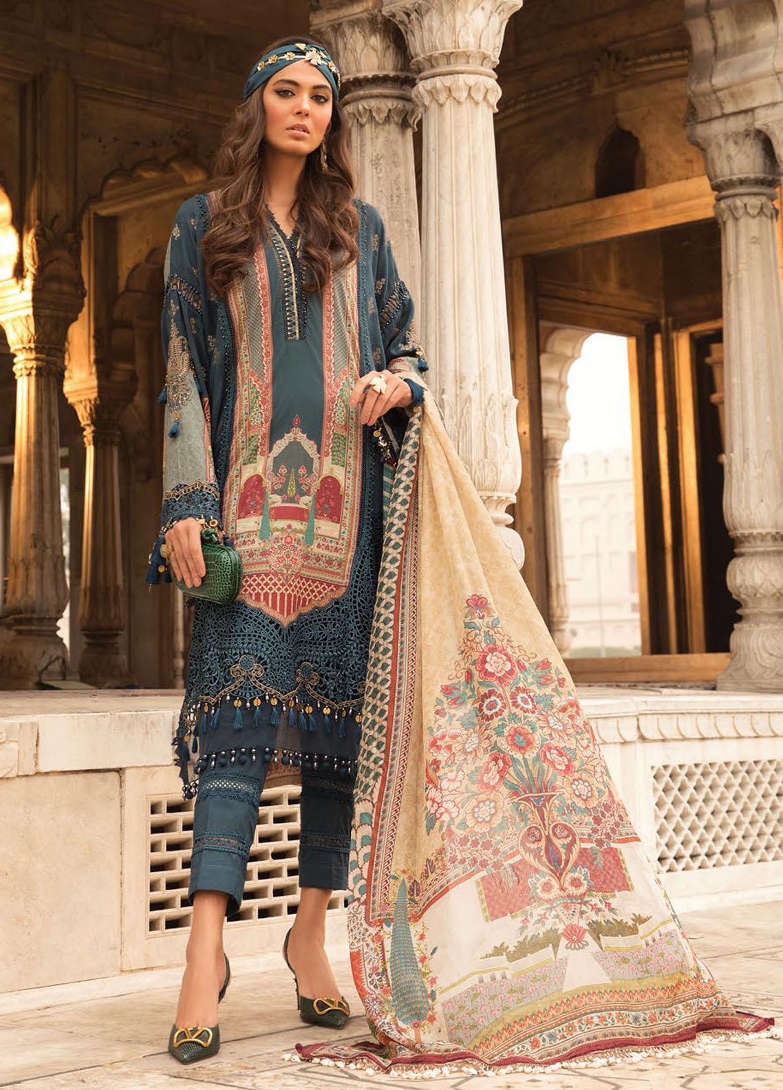 Maria B Embroidered Lawn Suit Unstitched 3 Piece 13 A MBMTL22 - Summer Collection