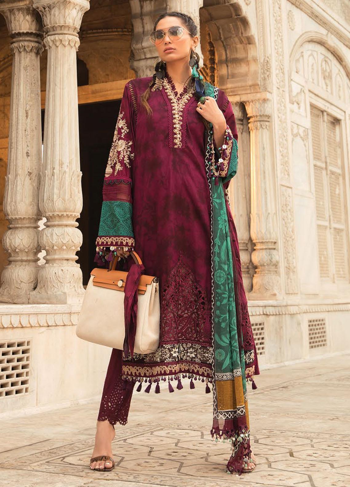Maria B Embroidered Lawn Suit Unstitched 3 Piece 14 B MBMTL22 Summer