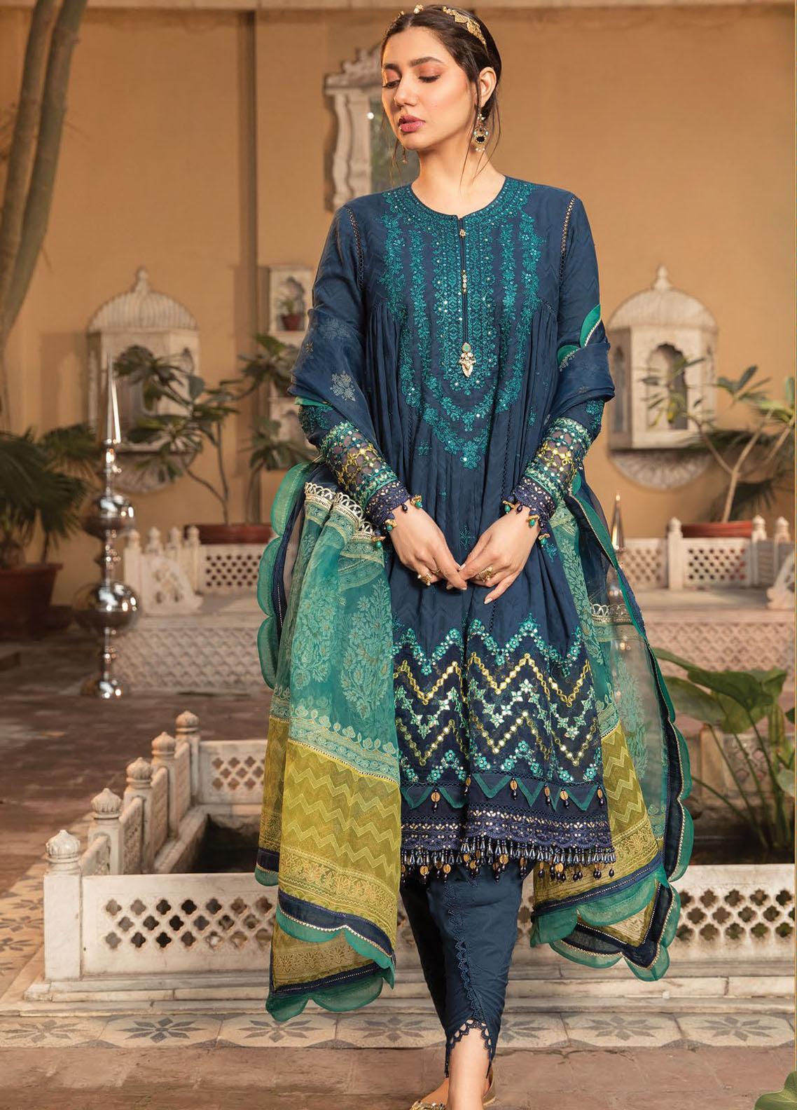 Maria B Embroidered Lawn Suit Unstitched 3 Piece 15 B MBMTL22 - Summer Collection